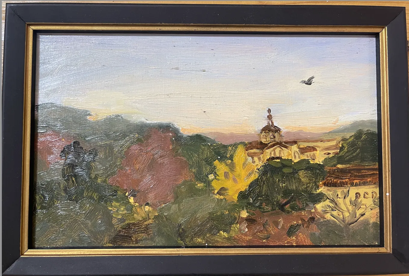 When the sun sat we began to ripple apart, Oil on wood panel, 2026 — T. Cheung-Damonte